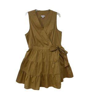 Nine West Wrap Around Tiered Dress XL Midi Sleeveless Casual Western Lined Vneck